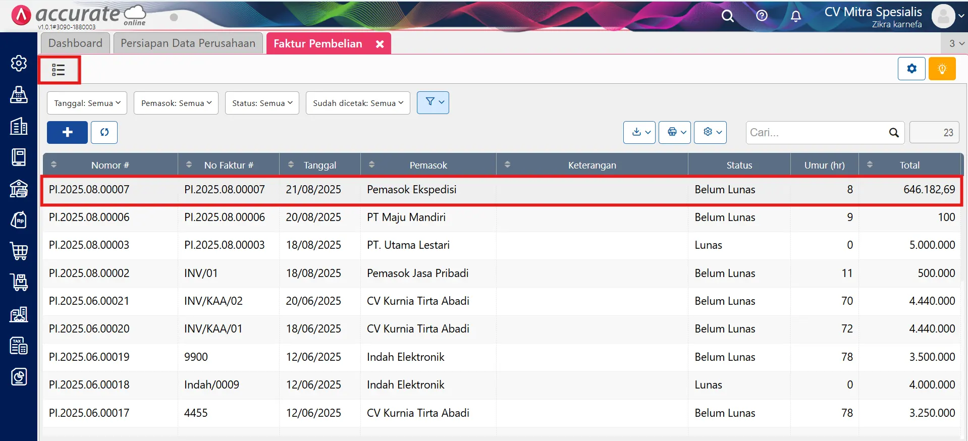 mencatat pembelian impor PPn PPh 22